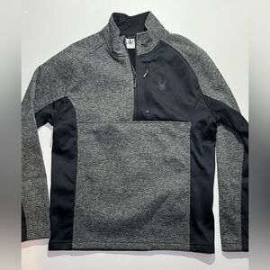 Men’s Spyder 1/4 Zip Pullover Sweater, Large, Black/Gray